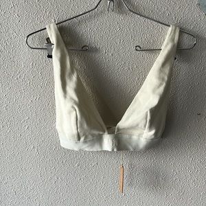NWT Skims Cotton Ribbed Plunge Bralette Bone XL